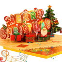 Kesote クリスマスカード メロディー付き 音楽付き 立体 ポップアップカード グリーティングカード お祝いカード メッセージカード サンタ ツリー