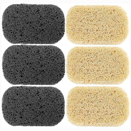 サムコス 石鹸ホルダー ソープセーバー 石けん置き 6個セット 効率的な排水設計 防カビ 滑り止め 耐久性 浴室/洗面台/キッチン収納用 (ベージュ3個+グレー...