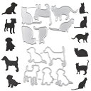 UROMA12個犬猫切断ダイス金属,DIYクラフト炭素鋼エンボステンプレートスクラップブッキングペーパークラフトカード作成アルバムスタンプDIY装飾
