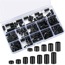 PENGLIN 230pcs ナイロンラウンドスペーサー 丸型中空 M3 M4ネジ用 ABS ナイロン丸型スペーサー セット 黒 機械 修理 基板固定 収納ケー...