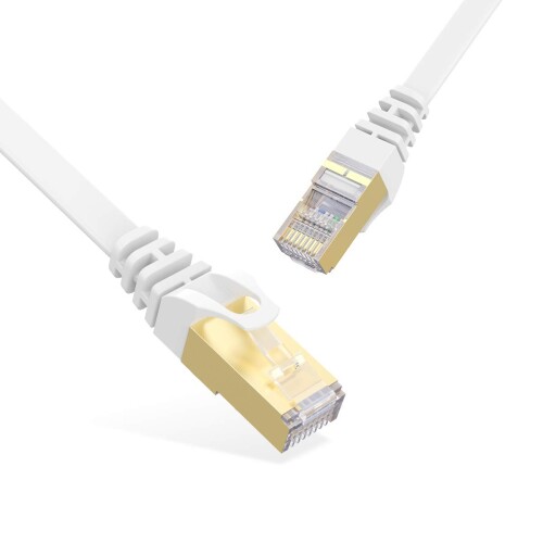 LANケーブル CAT7 カテゴリー7 1M RJ45 イーサネットケーブル ネットコード フラットケーブル やわらかホワイト 爪折れ防止 モデム ルーター PS3 PS4 Xbox等に対応