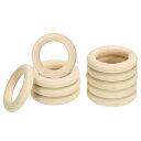 PATIKIL 55mm/2.2インチ未仕上げ 木製リング 10個セット DIYクラフトリングペンダントコネクター ウッドカラー