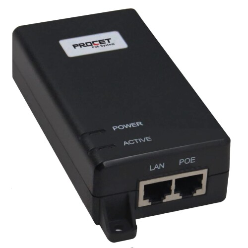 Procet Active PoE IEEE802.3at 100-240Vac 55V/550mA High speed 10GbE PoE Adapter with Work Tep: -40[] to+65[]