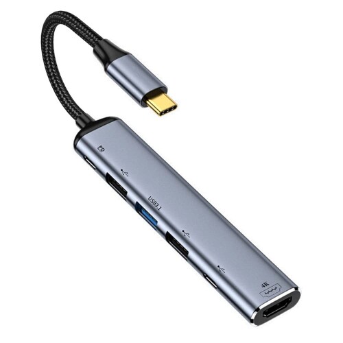 NFHK USB-C Type C to HDMI 4K Dual USB 3.0 HUB Converter HDTV Multiport Adapter 60hz with Female 100W PD Power Port