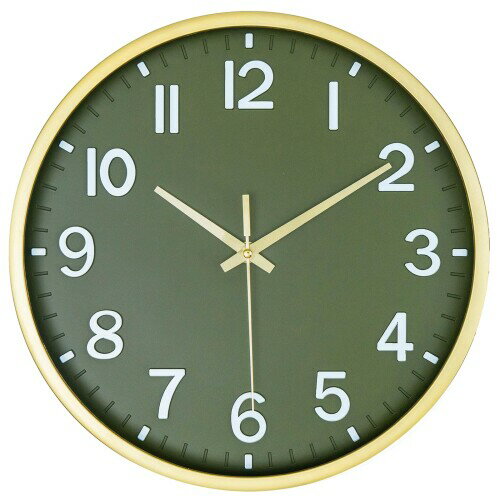 掛け時計 静音 壁掛け時計 厚いベゼル 北欧 連続秒針 立体数字 アナログ 掛時計 インテリア 大数字 見やすい居間 寝室 室内装飾 贈り物 30CM (モスグリーン）