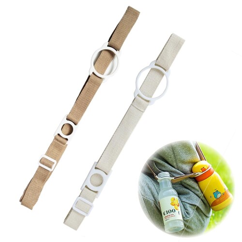 (Winuin) ボトルストラップ ボトルホルダー 長さ調節可能 ペットボトルホルダー 肩掛け 大人 子供 シリコン 綿 アウトドア 遠足 通勤 通学 学校 旅行 キャンプ 登山 着脱簡単（米あんず色/