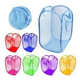 コンパクト に 折りたためる メッシュ カゴ 洗濯かご ランドリーバスケット 衣服入れ 収納ボックス ごみ箱 おもちゃ入れ (2個セット)