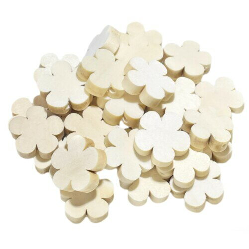 ウッドビーズ ナチュラル カラー 木目 天然 木製 木製ビーズ wood beads ベージュ 肌色 形 模様 可愛い オシャレ 穴 自然 安全 塗料不使用 アクセサリー パーツ 手作り 安心安全 素材 (フラワ