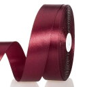 サテンリボン ワインレッド 幅25 mm 縦長100ヤード 約91メートル 大容量 ギフトラッピング用リボン ちょう結び 包装 贈り物 プレゼント用リボン 長い...