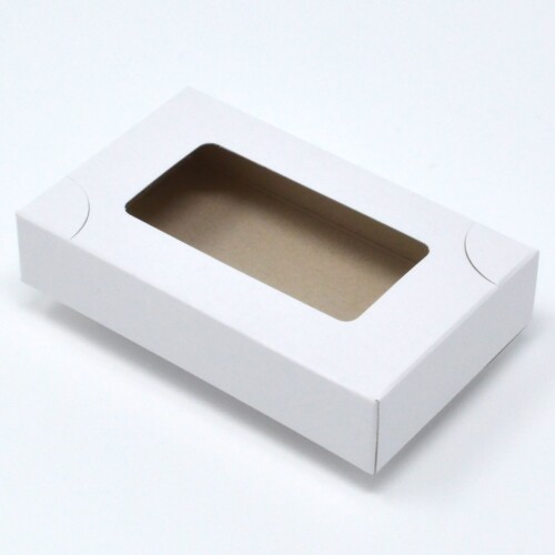 名刺箱 紙製 4号 サイズ 窓あり 白 (S/20mm-100個)