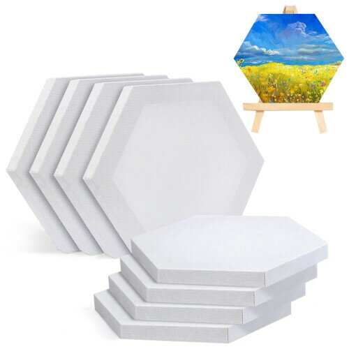 8枚セット キャンパス キャンバスボード 絵画 画材 直径20cm ミニキャンバス 木枠 初心者油絵具セット 綿製 厚手オイル漏れ防止 油絵・アクリル絵・水彩絵...