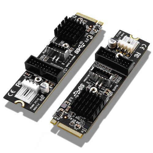 EZDIY-FAB M.2 NGFF M-Key NVME アダプター カード - Type-E USB 3.1 フロント パネル ソケット & USB 20 ピン アダプター、高速 5 Gbps M.2 アダプター カード、 USB型PC前面板タイプ-E口擴展USB接口- 1 パック