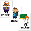 フラッシュカード■A4サイズ■ 英語カード.com Flashcards, English word cards (School persons) ■A4 si...
