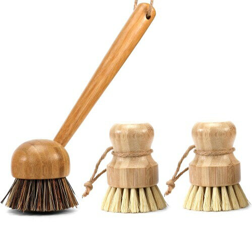 食器洗いブラシ キッチンブラシストーブ洗浄ブラシフライパン洗浄鍋皿洗浄キッチンブラシ竹柄パームブ..