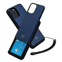 TORU CX SLIDE iPhone 12 Pro Max ケース カード収納 スライド式 カードホルダー 耐衝撃 デュアルレイヤー ハイブリッド ウォレットケース ハード カバー (ストラップ含ま) - ネイビーブルー