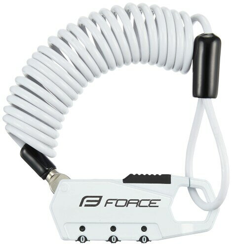 FORCE(フォース) 自転車用 ミニロックコイルワイヤー ホワイト 径3.5mm×長さ1800mm 80025