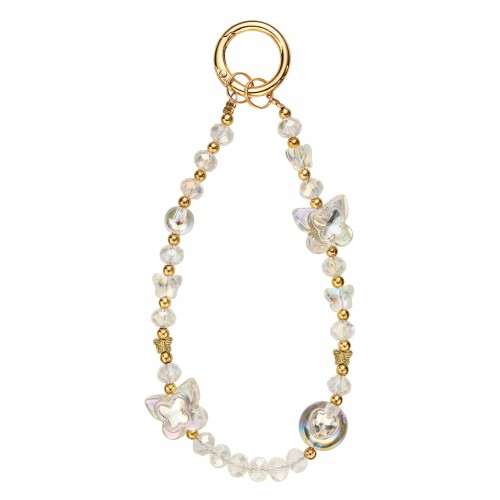 サンクレスト ハンドストラップ ガラスビーズ バタフライクリア iSB-HS22