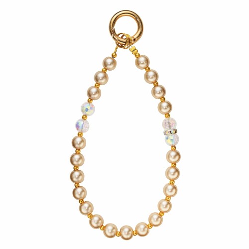 サンクレスト ハンドストラップ ガラスビーズ パールゴールド iSB-HS21