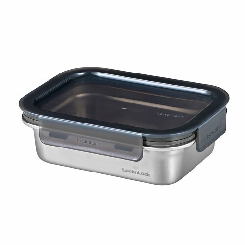 ベストコ ステンレス 保存容器 電子レンジ オーブン 食洗機 対応 600ml 長方形 シルバー ロック&ロック ステンハード LST513