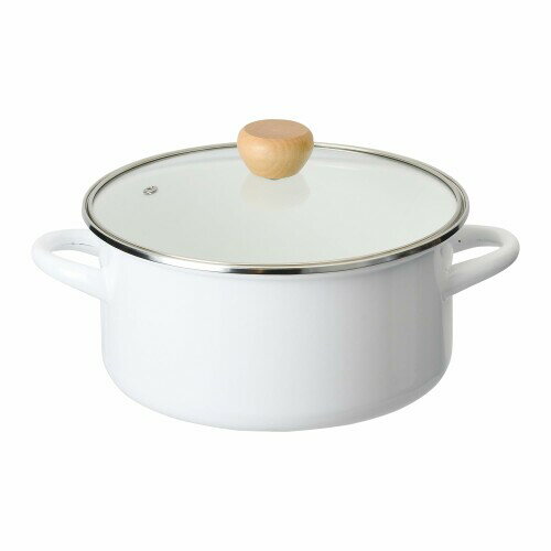 パール金属 鍋 両手鍋 22cm ホーロー 琺瑯 IH対応 ガラス蓋付 ホワイト アミュレット HB-4891