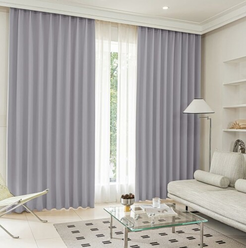 シーフィールド 1級遮光カーテン 2枚セット 幅100×丈135cm ライトグレー 遮熱 断熱 防音 UVカット 保温 洗濯機OK 選べる19色 120サイズ D-1