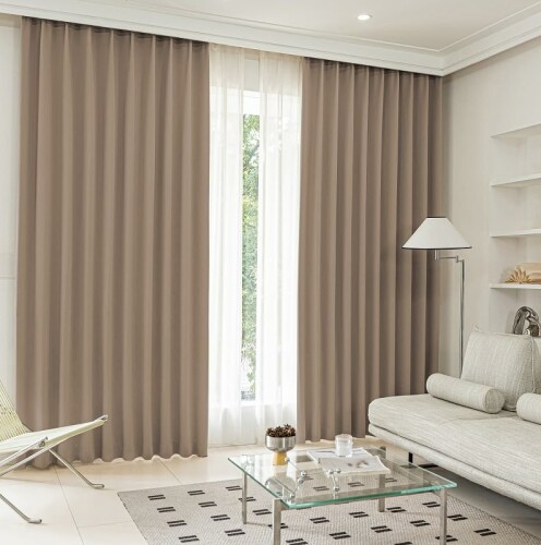 シーフィールド 1級遮光カーテン 2枚セット 幅100×丈135cm モカブラウン 遮熱 断熱 防音 UVカット 保温 洗濯機OK 選べる19色 120サイズ D-1