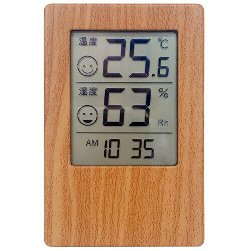 CRECER 木目調時計付きデジタル温湿度計 Grain CR-2700J