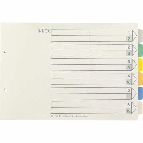 キングジム(Kingjim) カラーインデックス 908-6Y 6山タイプ A4E