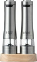 ラッセルホブス(Russell Hobbs) 電動ミル ソルト&ペッパー 岩塩 胡椒 スパイス 粗さ調節可能 2本セット ウッドスタンドセット シルバー 792...