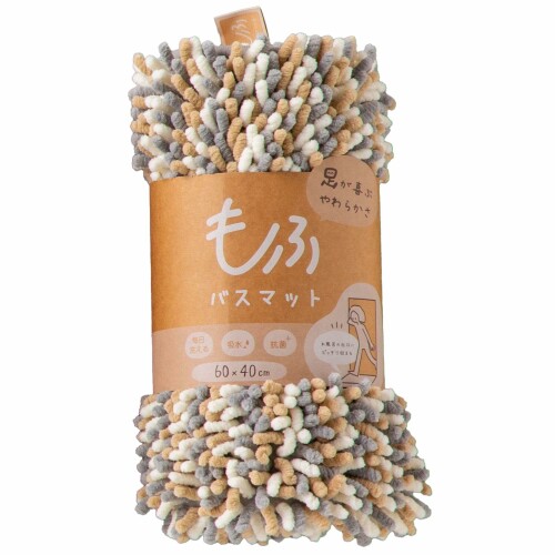 藤栄(FUJIEI) もふ バスマット M 60×40cm ごま | お風呂マット 足拭きマット 吸水 速乾 マイクロファイ..