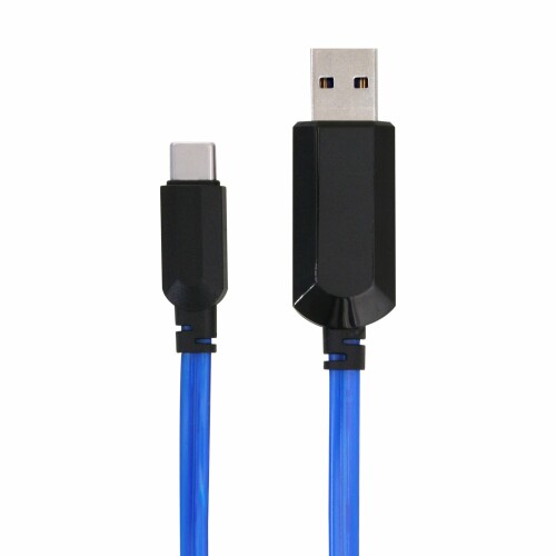 F.S.C. Type-C イルミネーションケーブル ELライト搭載 最大出力5V/2.4A 最大480Mbps USB2.0規格 ブルー F.S.C. Type-C イルミネーションケーブル ELライト搭載 最大出力5V/2.4A 最大480Mbps USB2.0規格 ブルー