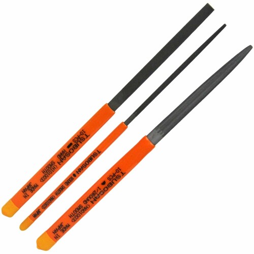 SK11(エスケー11) 細工ヤスリセット 細目 平・丸・半丸 全長185mm STPF-2 金属素材のより細かな研削作業(3)