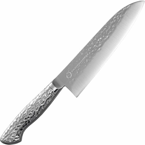 よこやま 燕熟の技 オールステンレス 槌目三徳包丁 180mm EJRK-3000