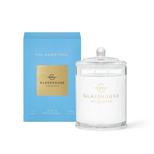 Glasshouse Fragrances The Hamptonsキャンドル トリプル香り天然大豆ワックスブレンド 芯2本 ガラスジャー 燃焼時間65時間 チーク&プチグレイン 13.1オンス (380g)