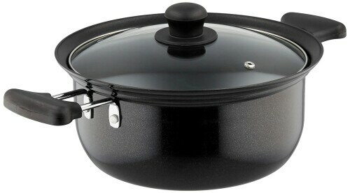 パール金属 バブシャッター ふっ素加工IH対応ガラス蓋付両手鍋 22cm HB-2874