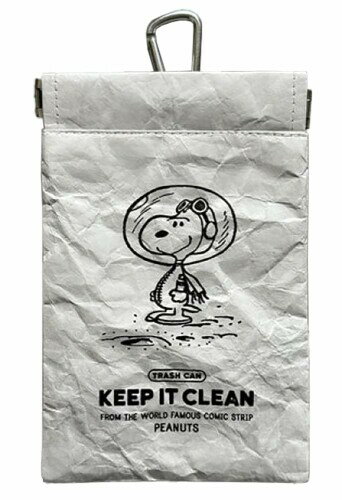 ヘミングス 携帯ゴミ箱 POY(ポーイ) PEANUTS 約10×16cm カラビナ&側面ポケット付き WHITE 4494103