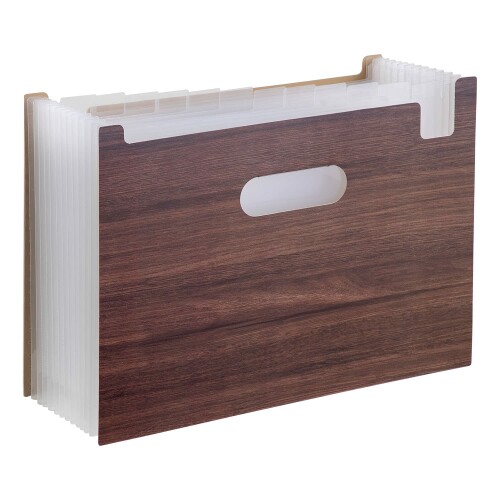 セキセイ ドキュメントスタンド A4 ヨコ WOODS STYLE 12仕切り13ポケット ダークブラウン WDS-8700-45