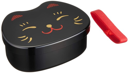 たつみや(Tatsumiya) ねこたち 顔のお弁当 黒猫 サイズ：約W15 D11.2 H6.1 30361