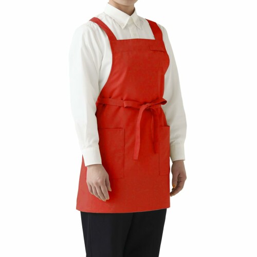 (セブンユニフォーム) 胸当エプロン 胸当てショートエプロン CT2398 0 レッド フリー