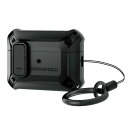 エレコム AirPods Pro 2 第2世代 2022年 用 ケース 耐衝撃 衝撃吸収 カラビナ付き ZEROSHOCK Lockシリーズ エアークッション 二層構造 コーナークッション magsafe充電 ワイヤレス充電 対応 ブラック