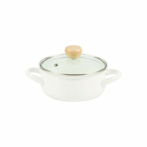 パール金属 鍋 両手鍋 15cm ホーロー 琺瑯 IH対応 ガラス蓋付 ホワイト ジャストサイズ HB-4899