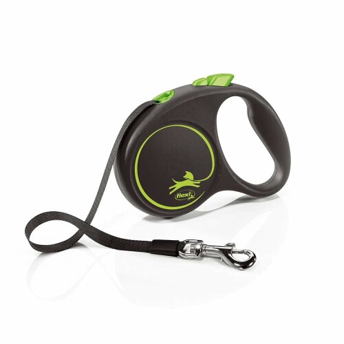 フレキシ (flexi) ブラックデザイン テープ S(15kg未満) 5m グリーン (犬用リード)