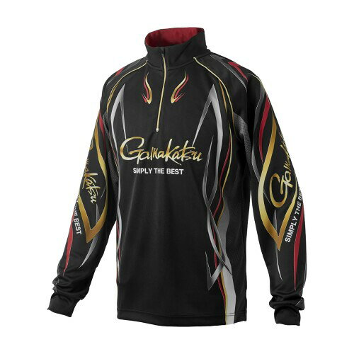 がまかつ(Gamakatsu) 2WAY プリントジップシャツ (長袖) ブラック/レッド M GM3734