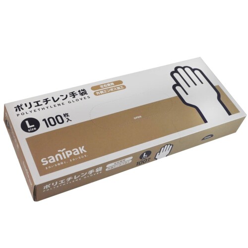 日本サニパック(Sanipak) 使い捨て手袋 ポリエチレン手袋 Lサイズ 100枚 エンボス HDPE 半透明