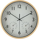 不二貿易 掛時計 幅25.5×奥行4.3×高さ25.5cm ナチュラル 温湿度計付き ミエル 28198