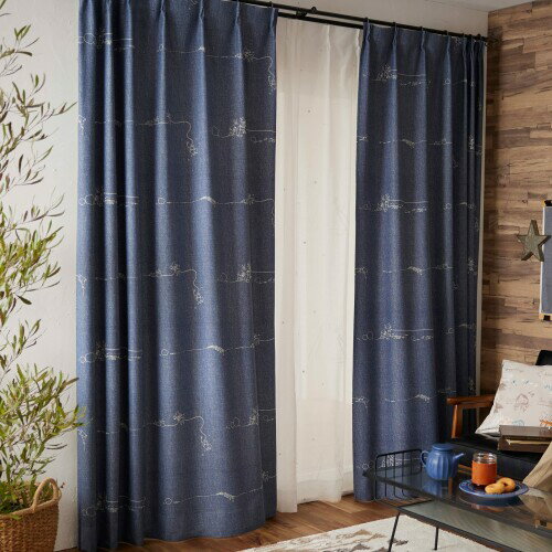 スミノエ MOOMIN デニムボーダー カーテン ドレープ 1枚入 100×200cm B 323-75751