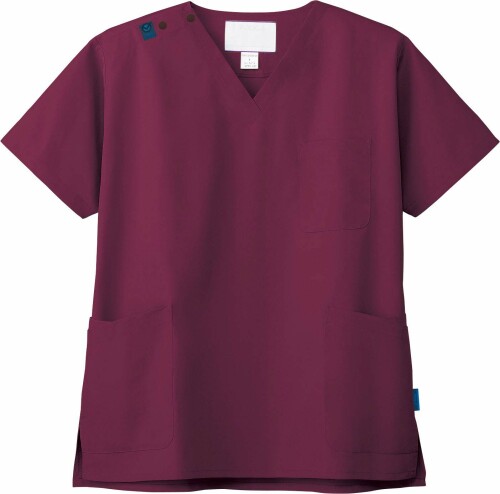 (フォーク) スクラブ 白衣 ジアスクラブ 業界初 色落ちしない 病院 クリニック 7070SC バーガンディ M