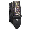 Perri’s Leathers Ltd. - ギターストラップ - ナイロン - マルチカラー ラインストーン - ブラック - 調節可能 - アコースティッ...