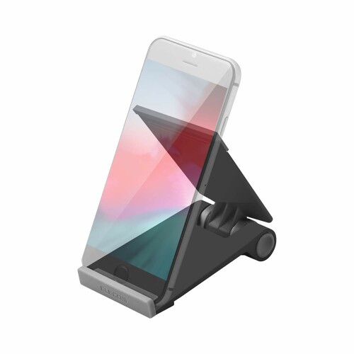 エレコム スマホスタンド 角度調整可能 コンパクト ソフトレザー ブラック P-DSCMPBK