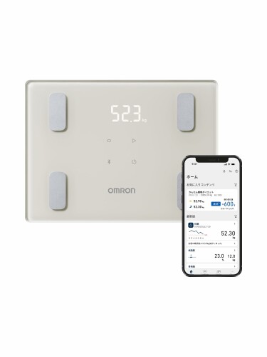 オムロン 体重 体組成計 カラダスキャン モカベージュ KRD-403T-BG スマホ連動 データ自動転送 自動認識 乗るだけで測定開始 A4サイズのコンパクト設計 体脂肪率 BMI 骨格筋率